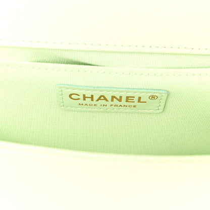 Chanel Caviar Chevron Quilted Medium Boy Flap Light Green 6 of 10