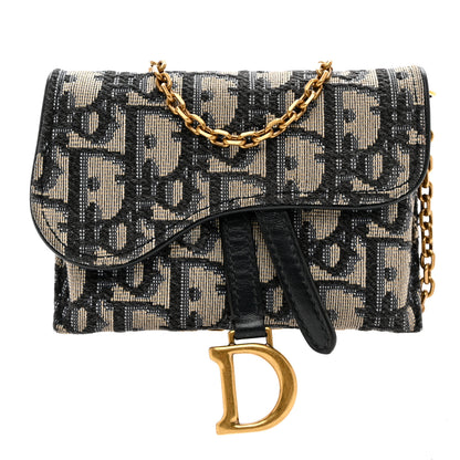 Christian Dior Oblique Nano Saddle Chain Pouch Blue 1 of 8