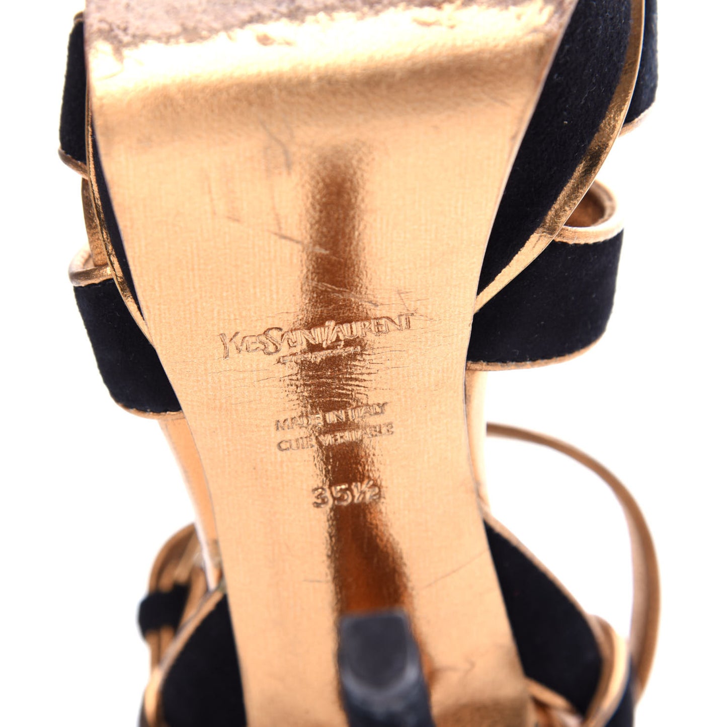 Suede Tribute 105 Platform Sandals 35.5 Black Gold