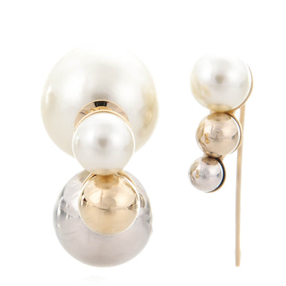 Christian Dior Pearl Mise En Dior Tri Double Tribal Earrings 1 of 6