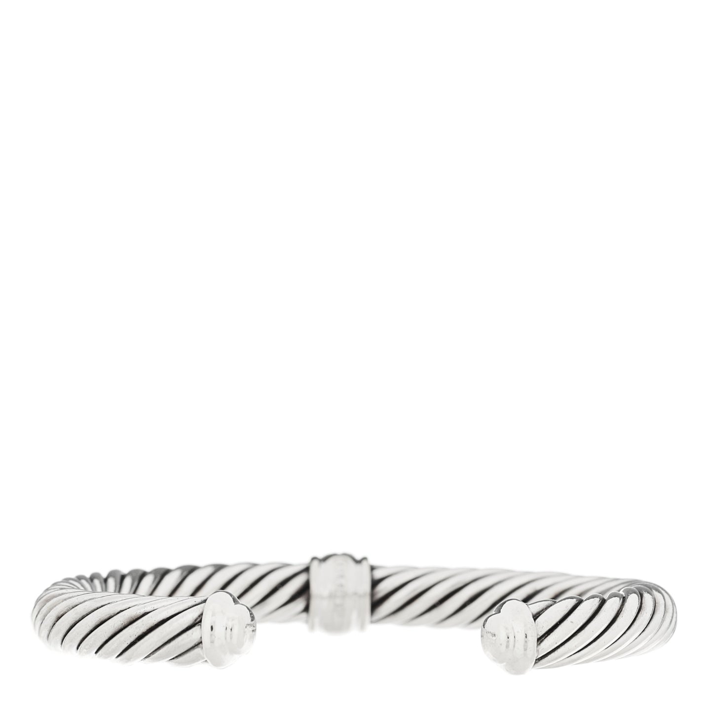 Sterling Silver 18K White Gold Diamond 7mm Cable Classics Station Bracelet