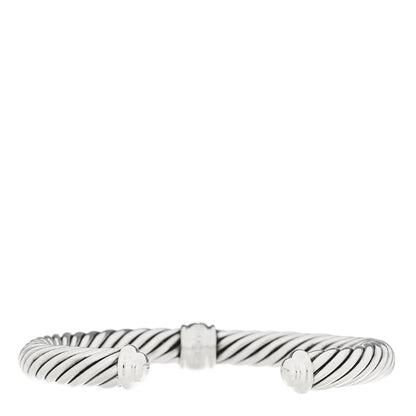 David Yurman Sterling Silver 18K White Gold Diamond 7mm Cable Classics Station Bracelet 2 of 4