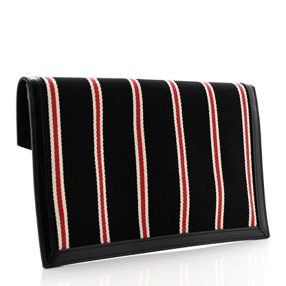 Saint Laurent Canvas Striped Uptown Pouch Red Black 3 of 9