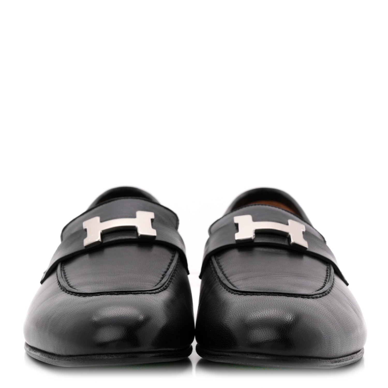 Hermes Goatskin Womens Paris Loafers 40.5 Black 3 of 10