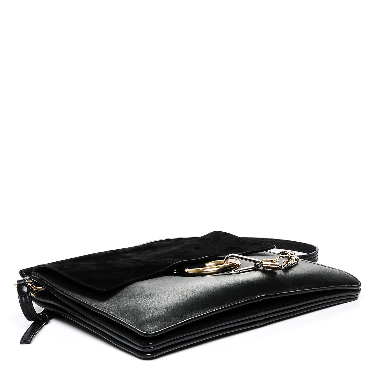 Suede Calfskin Medium Faye Shoulder Bag Black