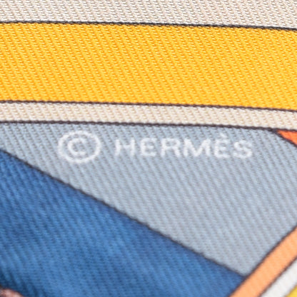 Hermes Silk Sangles En Zigzag Twilly Ivory Orange Bleu 3 of 3