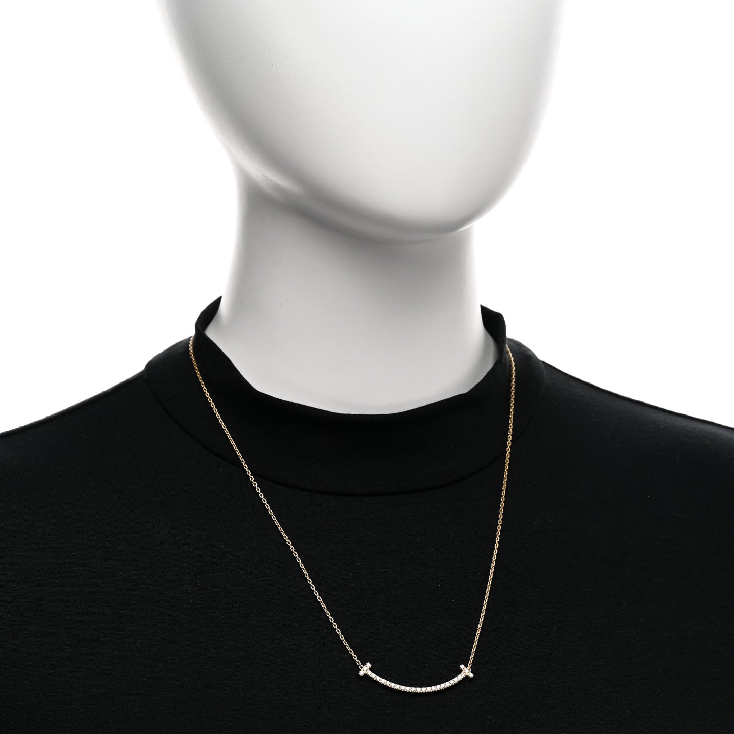 18K Yellow Gold Diamond Medium T Smile Pendant Necklace