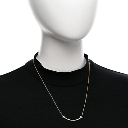 Tiffany 18K Yellow Gold Diamond Medium T Smile Pendant Necklace 2 of 4
