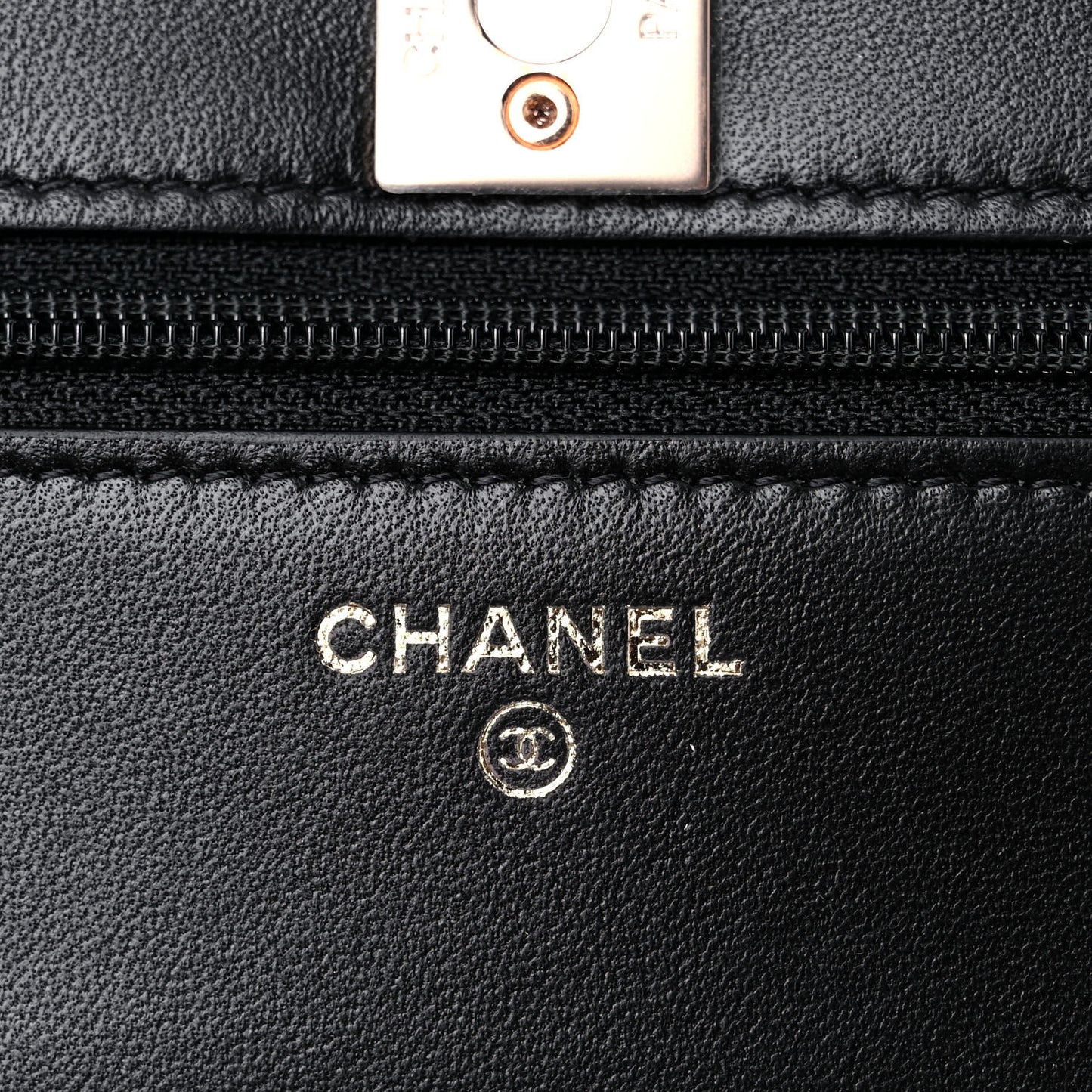 Lambskin Quilted Trendy CC Wallet On Chain WOC Black