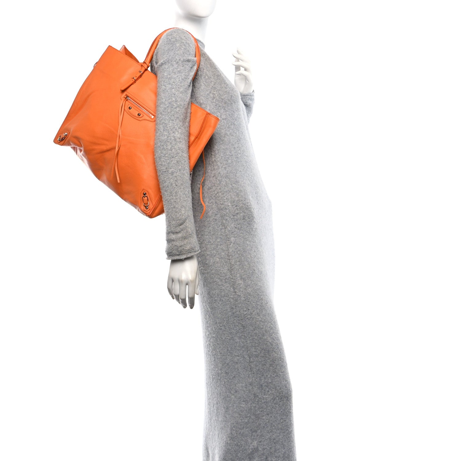 Balenciaga Veau Papier A4 Zip Around Tote Mandarine 2 of 13