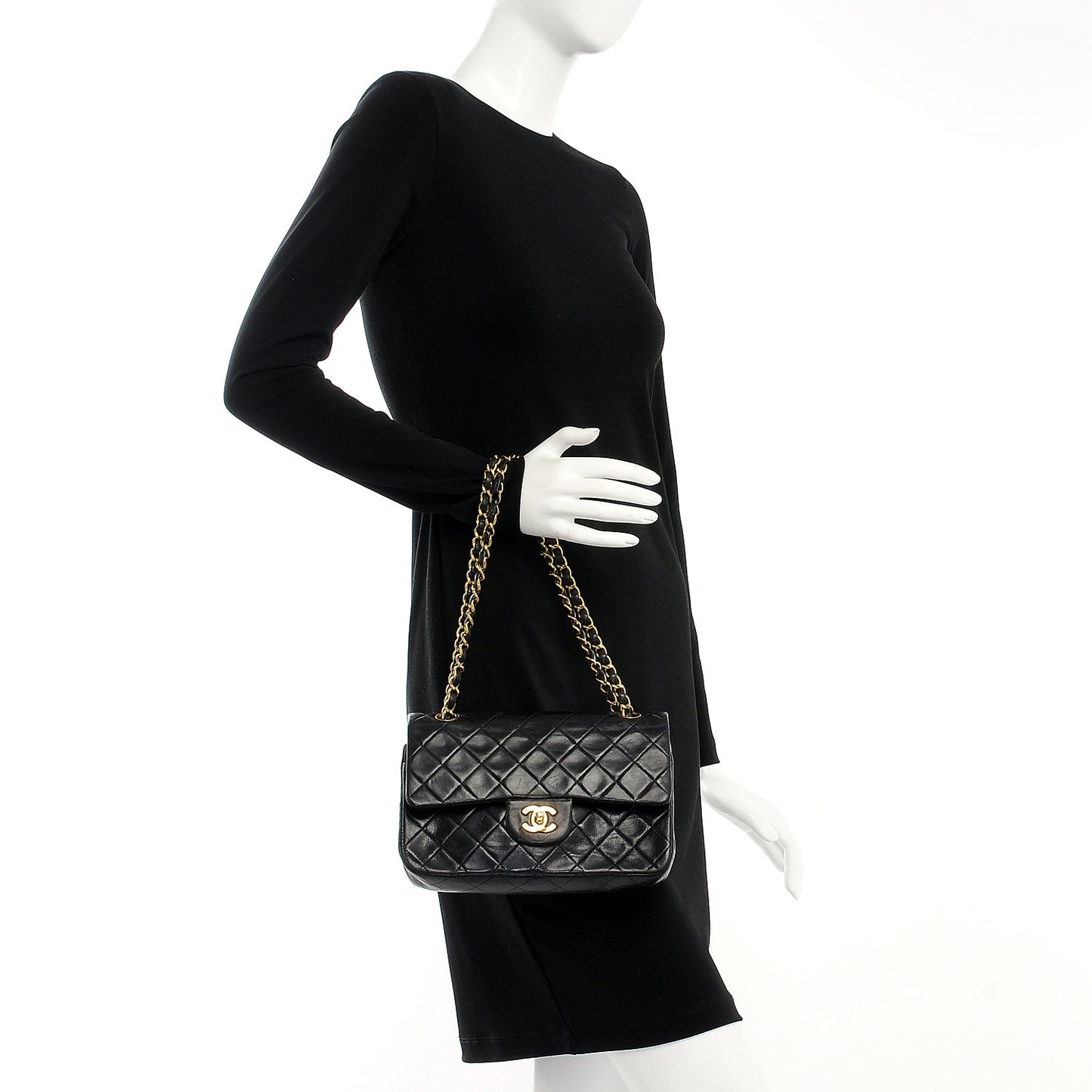 Lambskin Quilted Small Double Flap Black