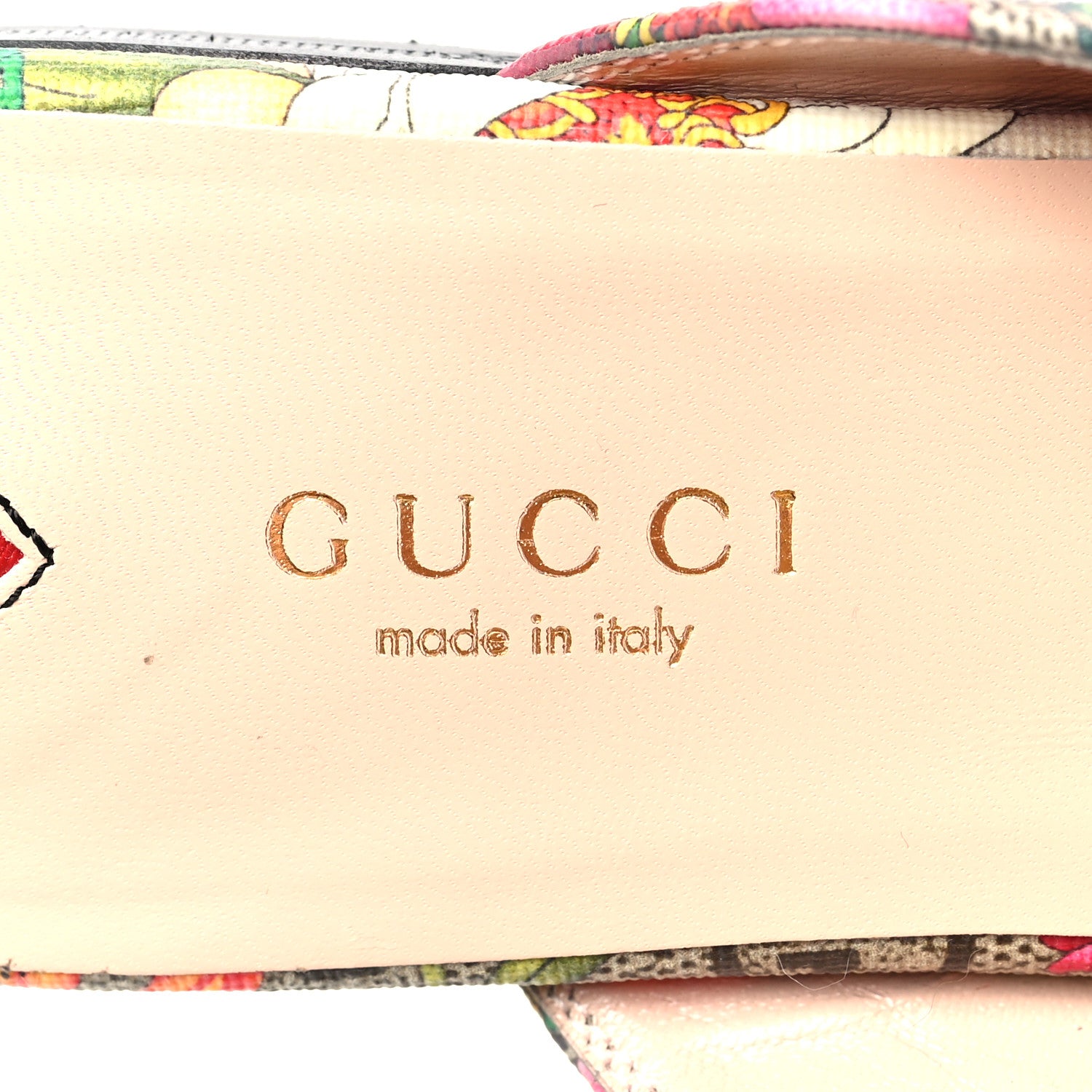 Gucci GG Supreme Monogram Flora Womens Princetown Slippers 37.5 Beige Ebony Multicolor Rosso 7 of 9
