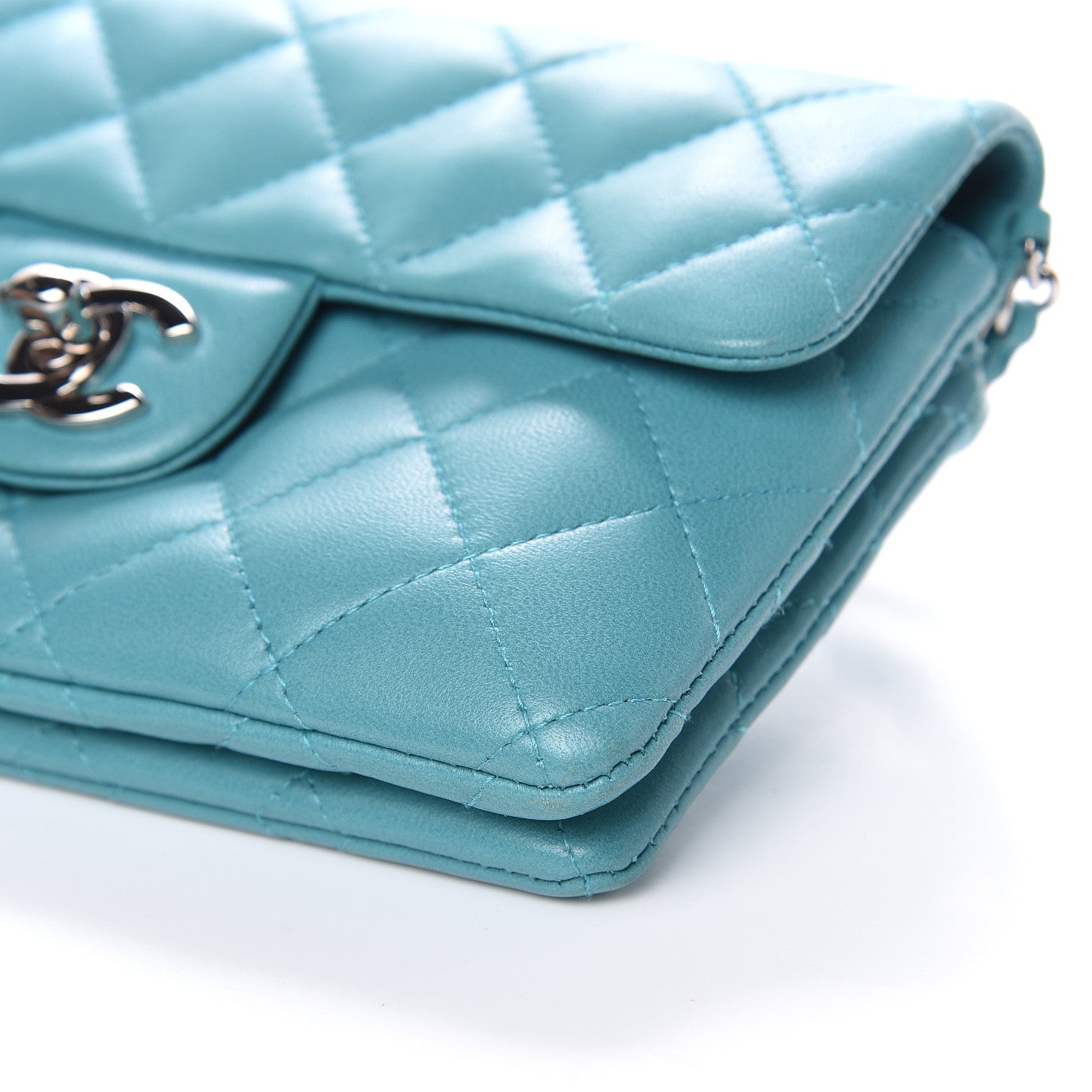 Chanel Lambskin Quilted Mini Flap Crossbody Bag Turquoise 9 of 16