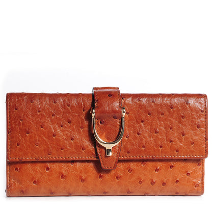 Gucci Ostrich Stirrup Continental Wallet Brown 1 of 7