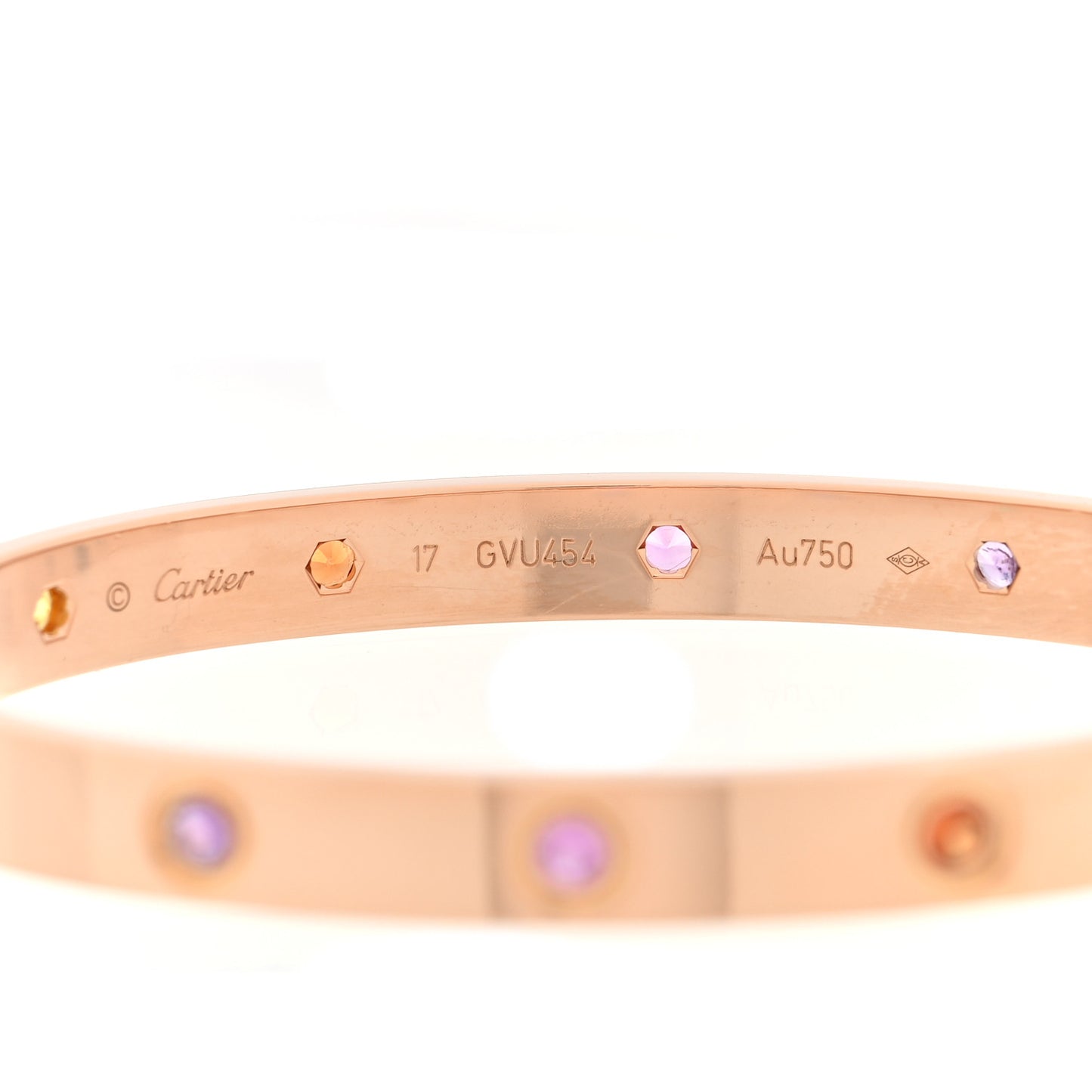 18K Pink Gold Sapphire Garnet Amethyst LOVE Bracelet 17