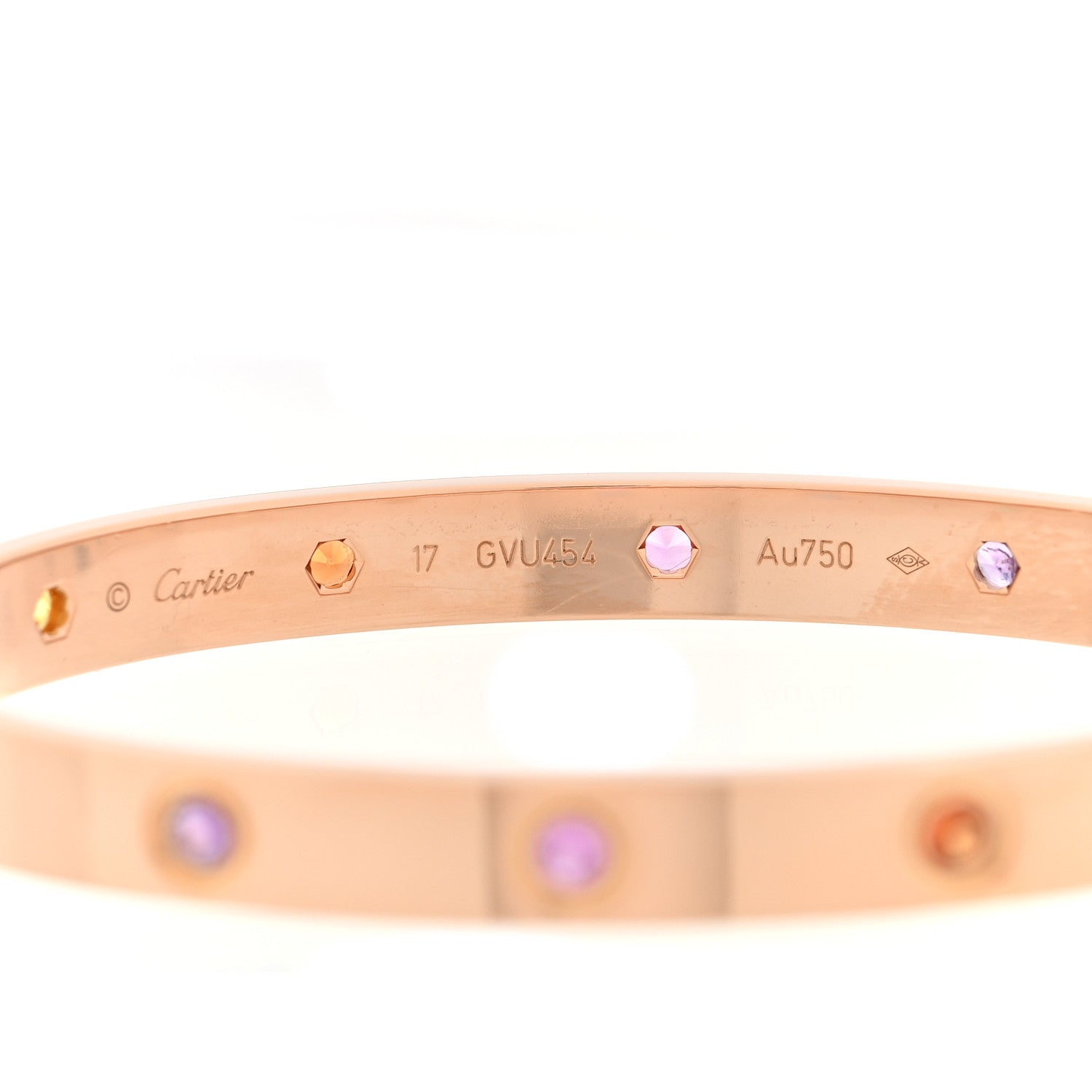 Cartier 18K Pink Gold Sapphire Garnet Amethyst LOVE Bracelet 17 4 of 7
