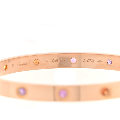Cartier 18K Pink Gold Sapphire Garnet Amethyst LOVE Bracelet 17 4 of 7