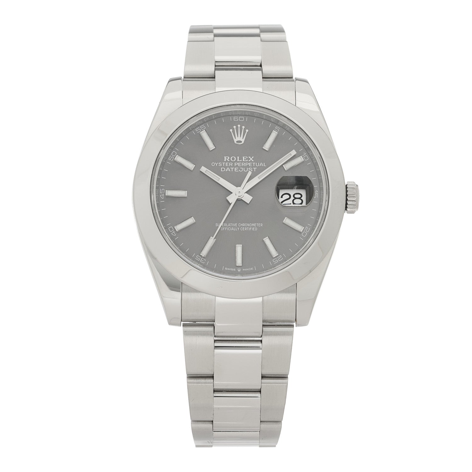 Rolex Stainless Steel 41mm Oyster Perpetual Datejust Watch Slate 126300 1 of 4