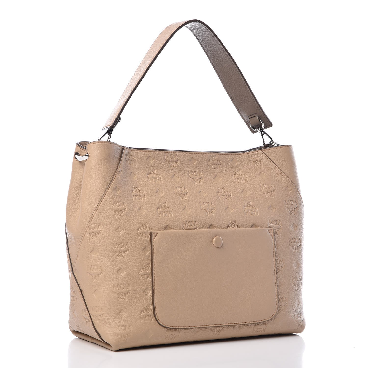 MCM Grained Calfskin Medium Klara Hobo New Beige 3 of 16