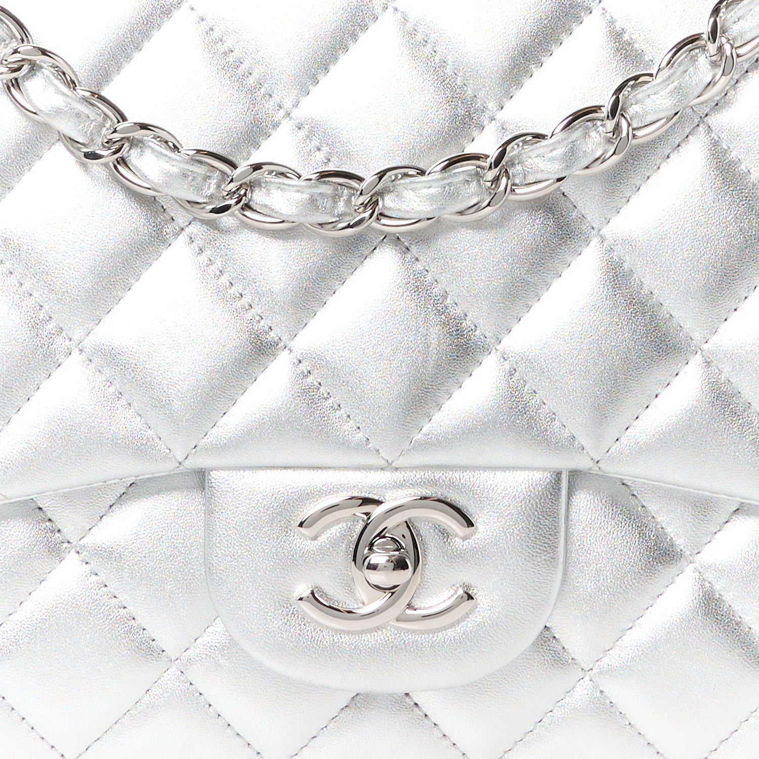Chanel Metallic Lambskin Quilted Maxi Single Flap Silver 9 of 12