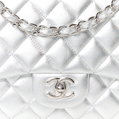 Chanel Metallic Lambskin Quilted Maxi Single Flap Silver 9 of 12