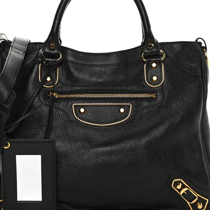 Balenciaga Chevre Gold Metallic Edge Hardware Velo Black 7 of 10