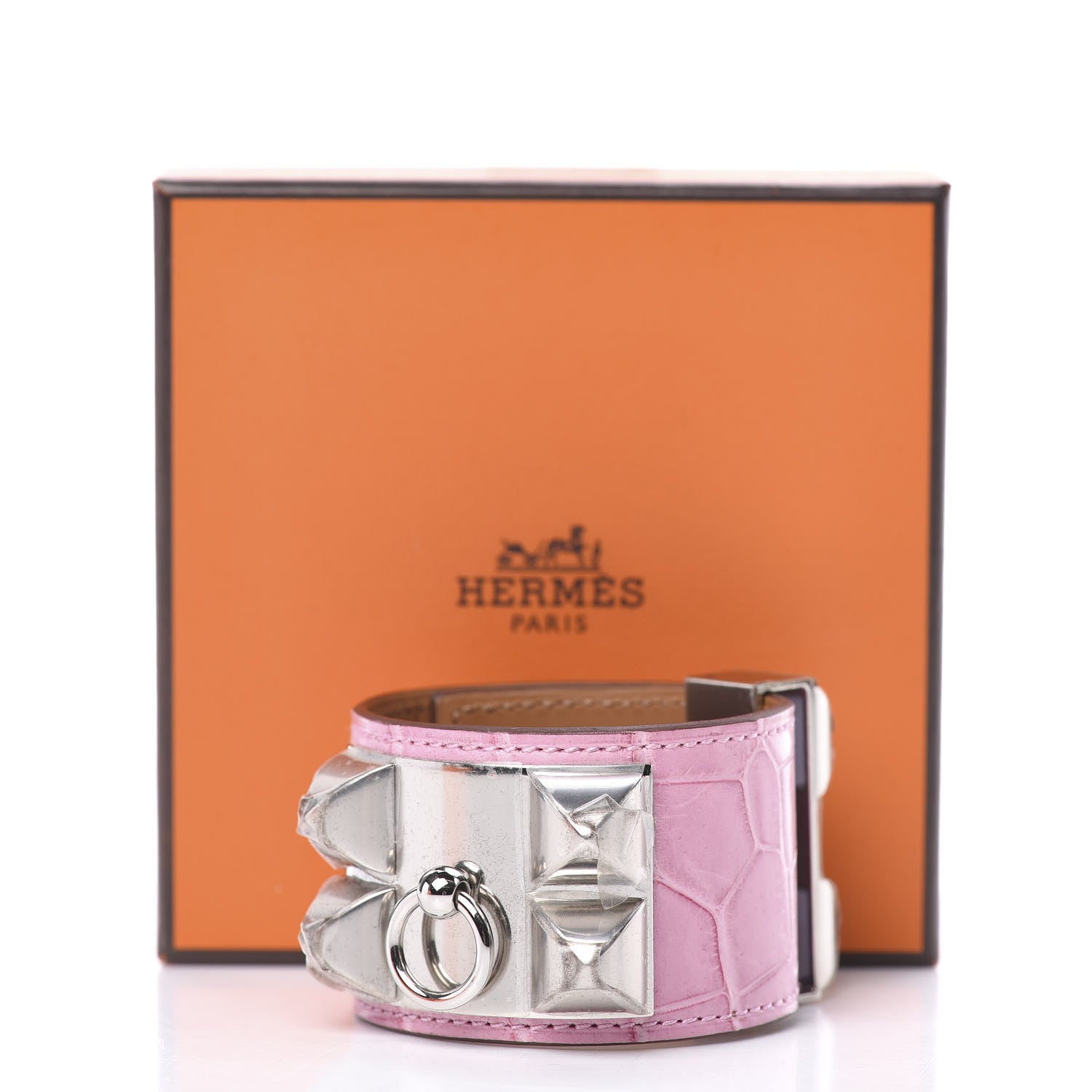 Hermes Matte Alligator Collier De Chien CDC Bracelet T2 5P Pink 6 of 6