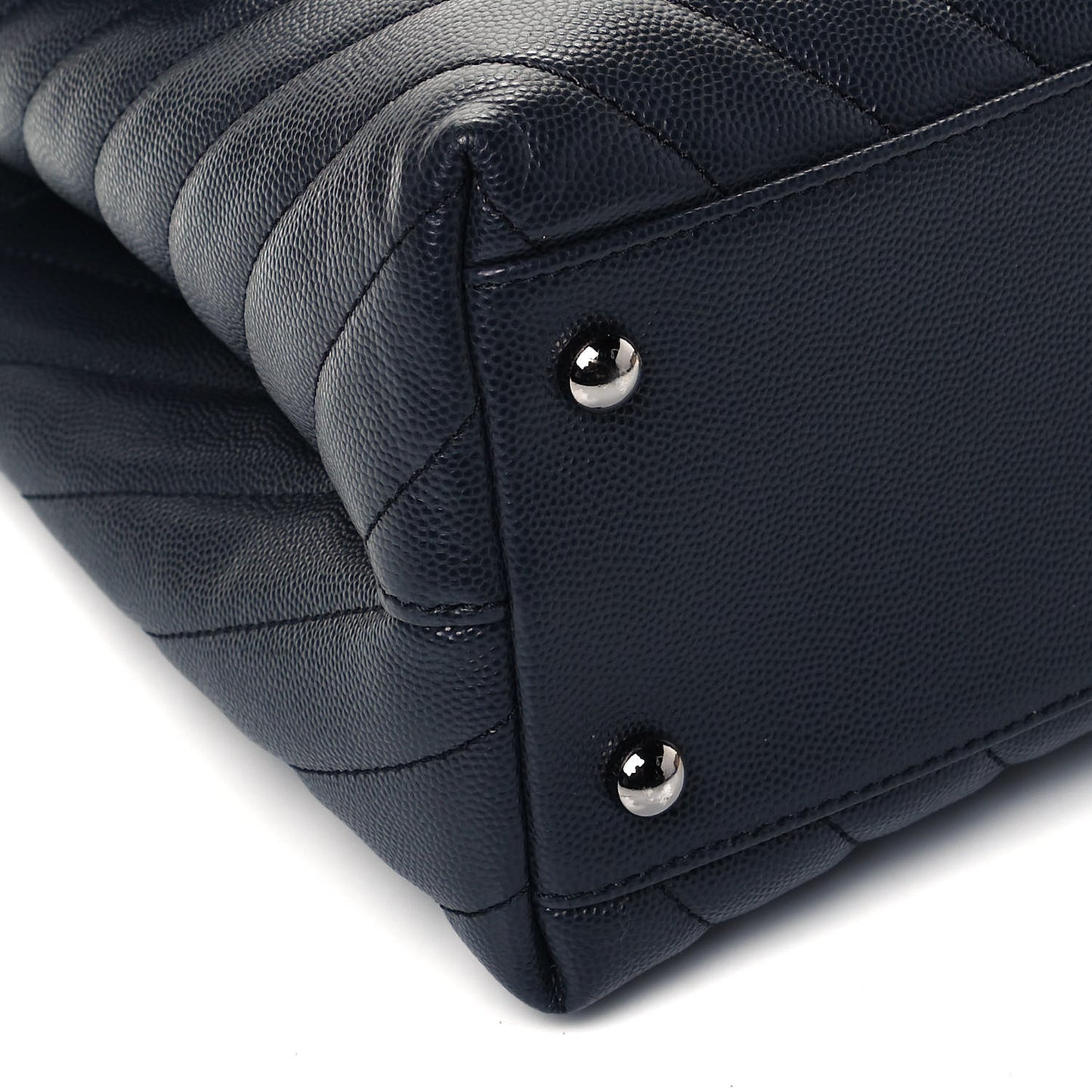 Caviar Chevron Quilted Medium Coco Handle Flap Dark Grey