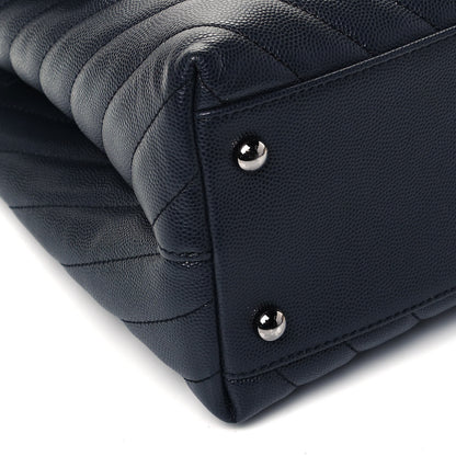 Chanel Caviar Chevron Quilted Medium Coco Handle Flap Dark Grey 8 of 9
