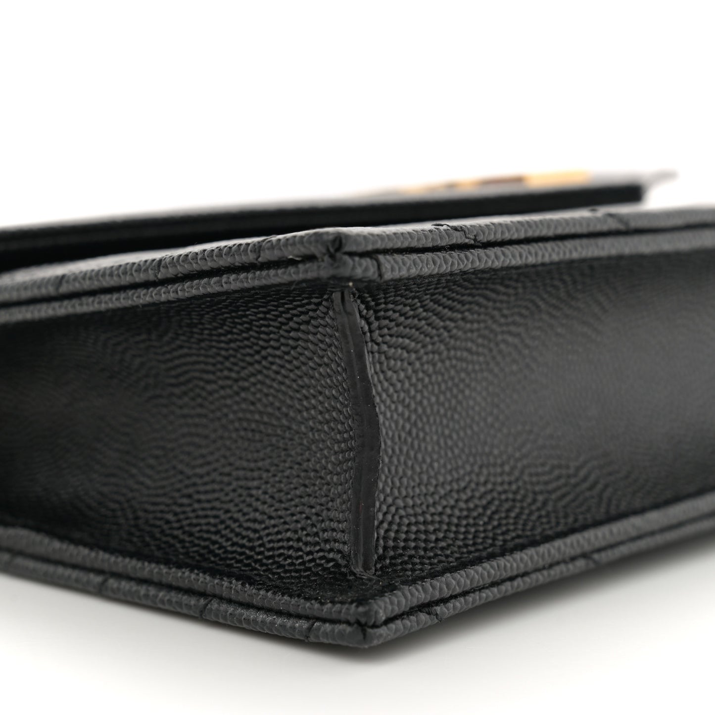 Grain De Poudre Matelasse Chevron Monogram Envelope Chain Wallet Black
