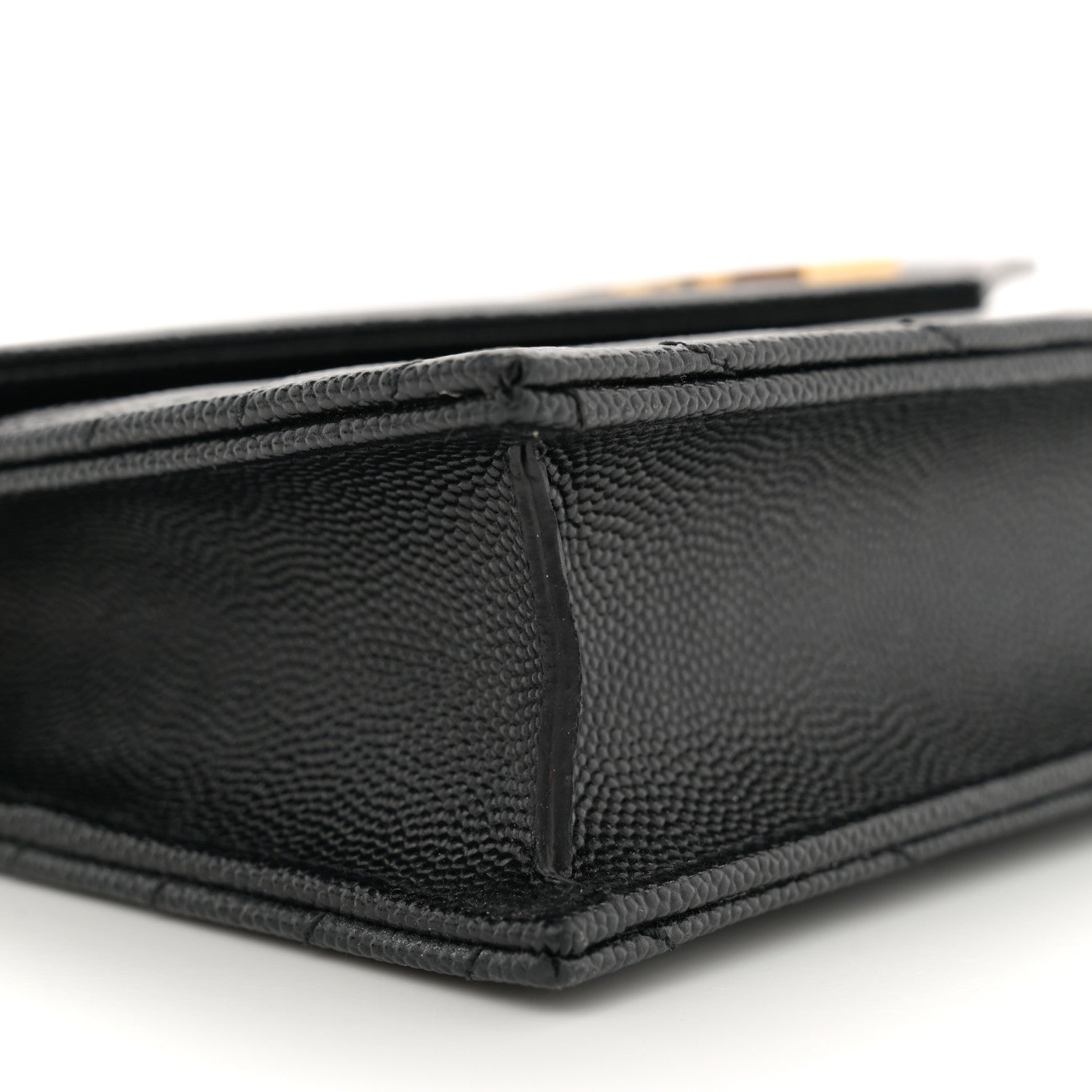 Saint Laurent Grain De Poudre Matelasse Chevron Monogram Envelope Chain Wallet Black 9 of 11