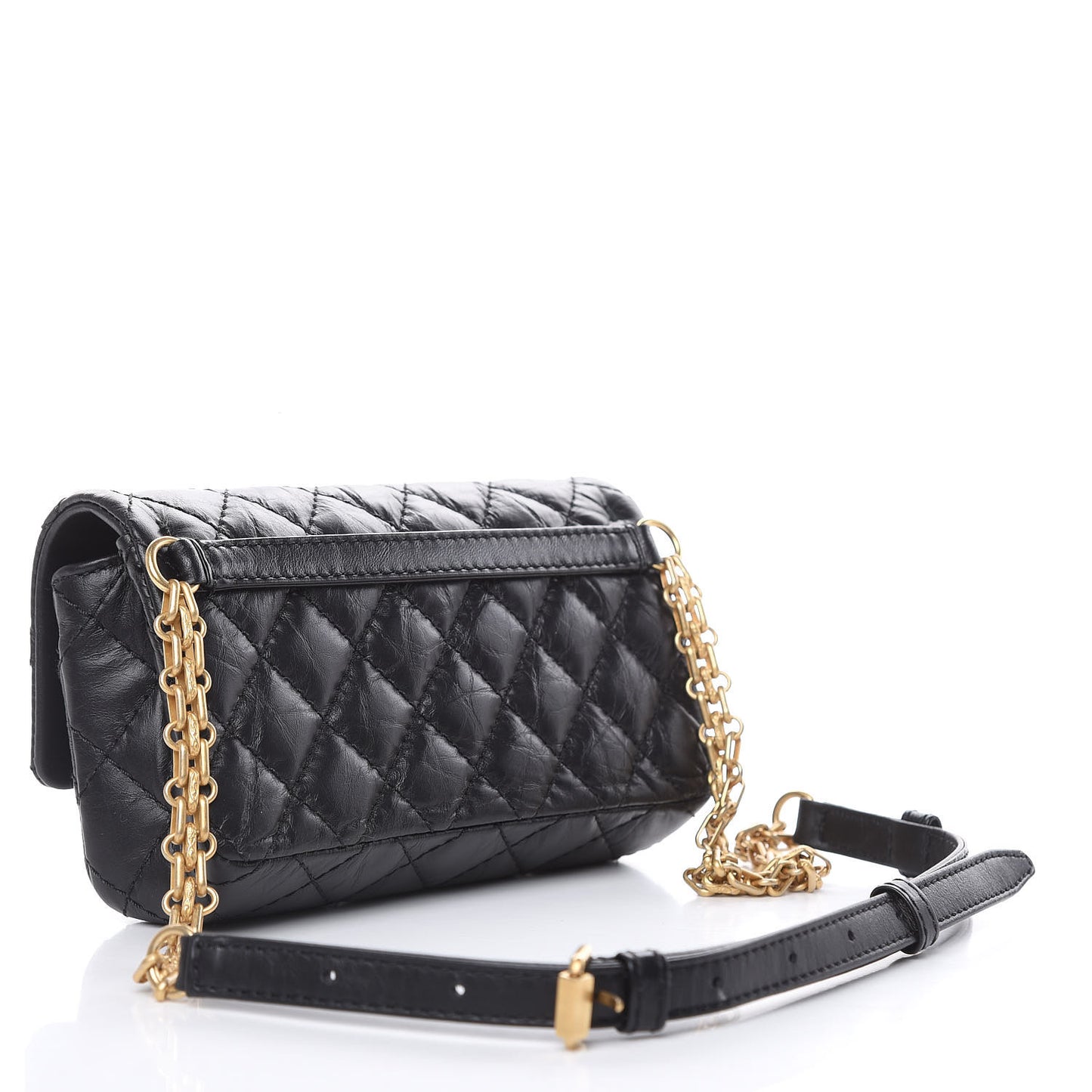 Aged Calfskin Quilted 2.55 Reissue Chain Waist Bag Black