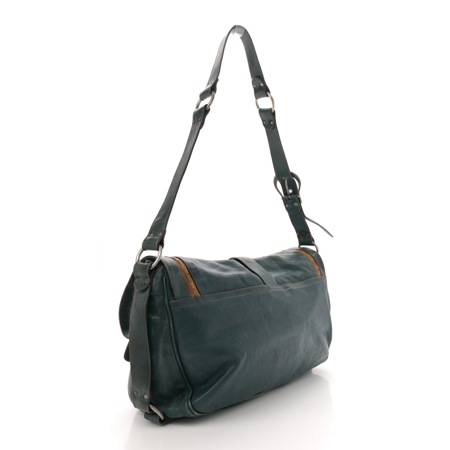 Calfskin Large Gaucho Double Saddle Bag Dark Blue