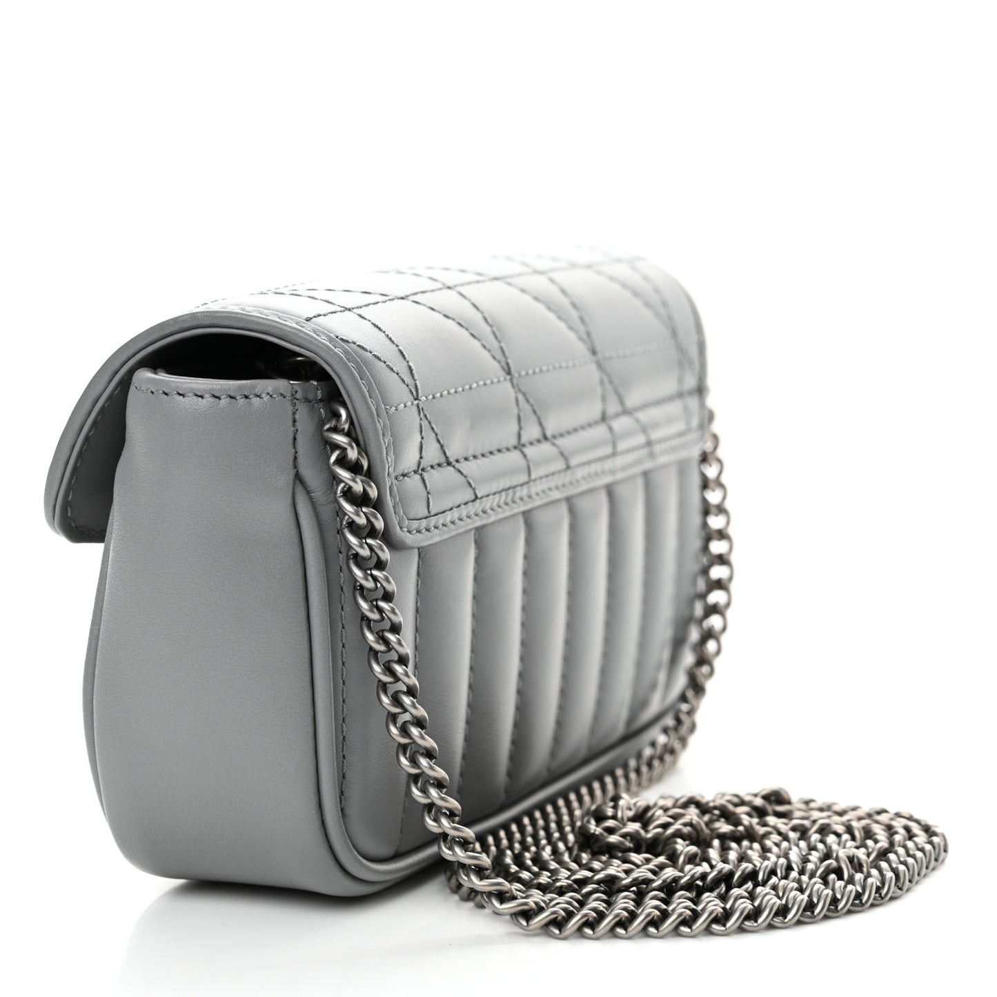 Calfskin Matelasse Aria Super Mini GG Marmont Shoulder Bag Deep Grey