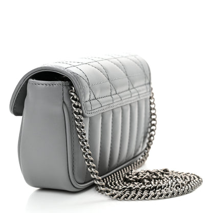 Gucci Calfskin Matelasse Aria Super Mini GG Marmont Shoulder Bag Deep Grey 3 of 13