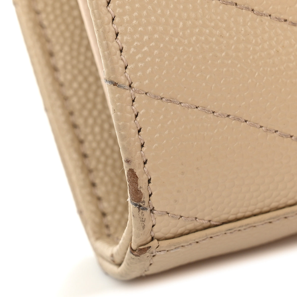 Saint Laurent Grain De Poudre Matelasse Chevron Monogram Chain Wallet Nude Powder 14 of 15