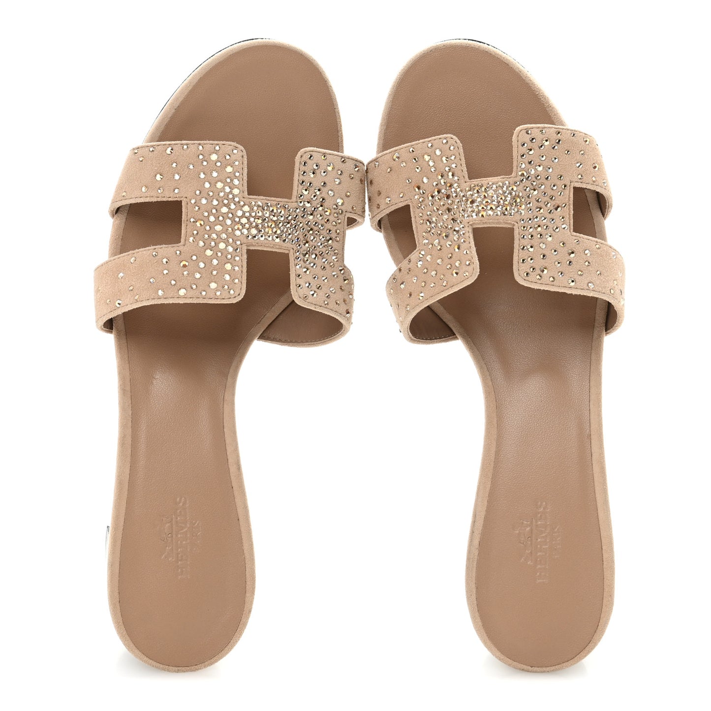 Suede Goatskin Crystal Oasis Sandals 36 Rose Nude