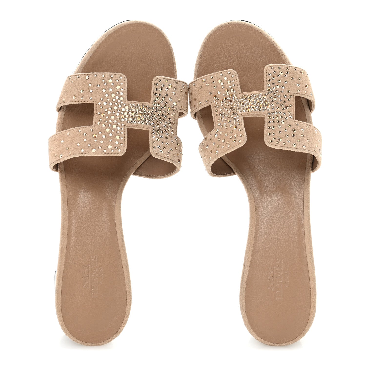 Hermes Suede Goatskin Crystal Oasis Sandals 36 Rose Nude 2 of 9