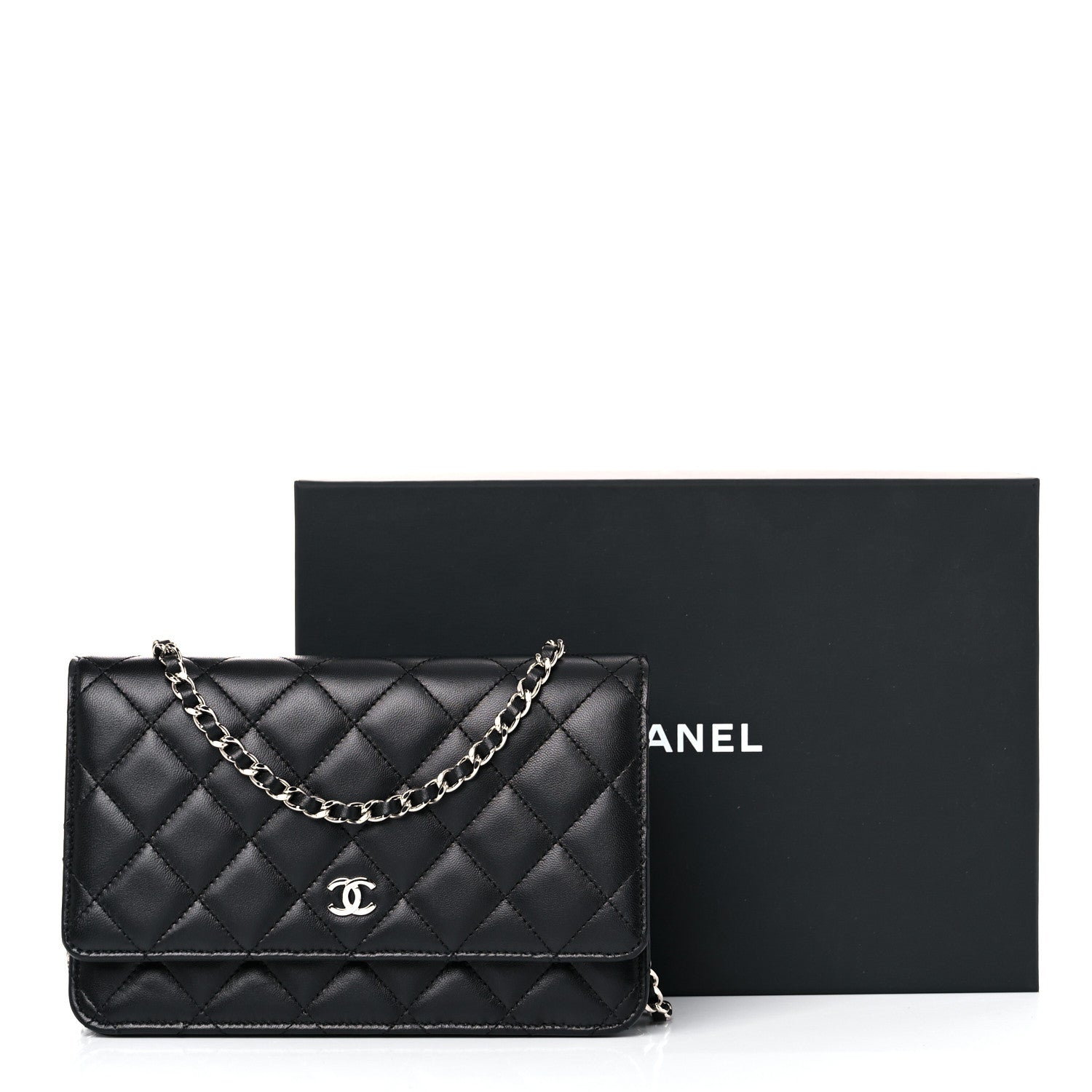 Chanel Lambskin Quilted Wallet On Chain WOC Black 14 of 14
