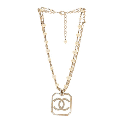 Chanel Pearl Crystal CC Double Strand Necklace Gold 3 of 5
