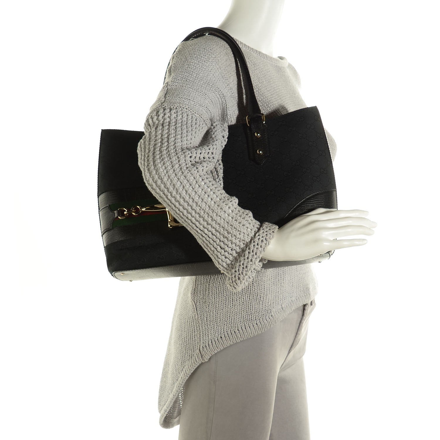 Gucci Monogram Medium Hasler Tote Black 2 of 7