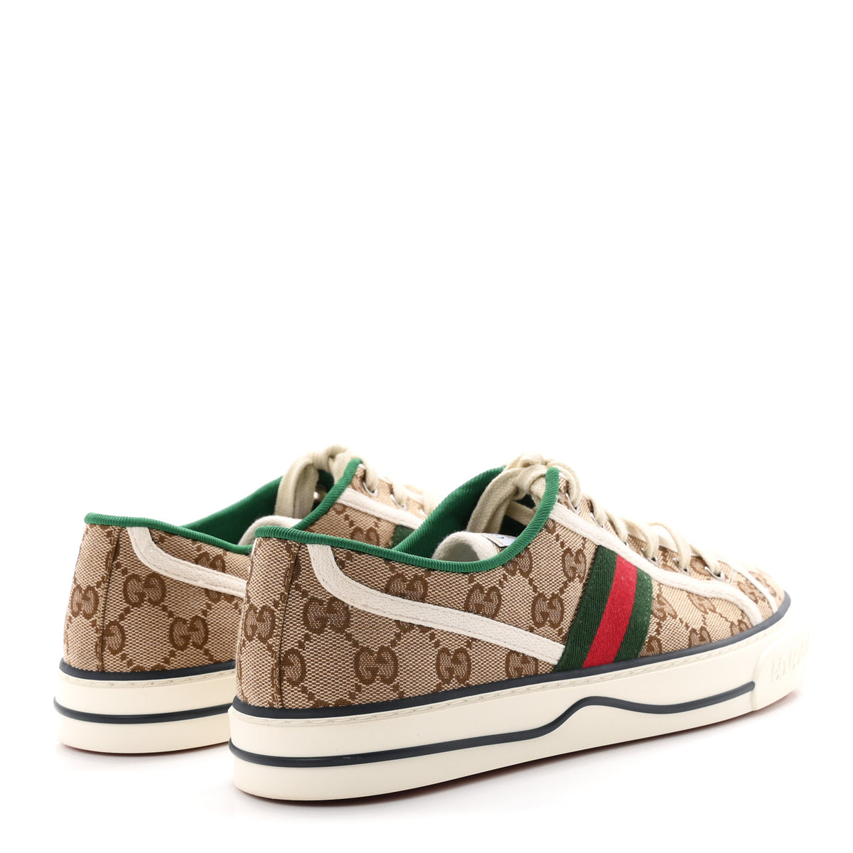 GG Monogram Web Womens 1977 Tennis Sneakers 41 Beige Ebony Mystic White