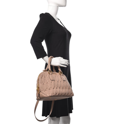 Miu Miu Nappa Matelasse Top Handle Bowler Cammeo 3 of 13