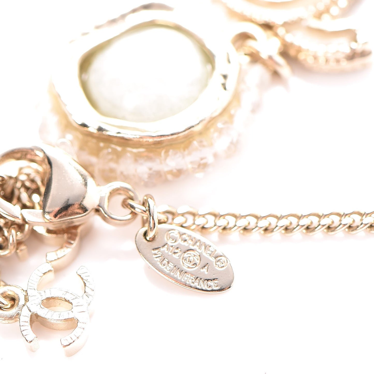 Enamel Gripoix Crystal CC Necklace Gold