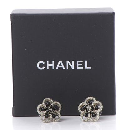 Chanel Crystal CC Camellia Earrings Black Gold 5 of 5