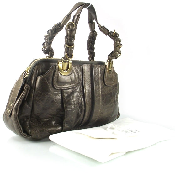 Chloe Leather Heloise Satchel Stone 3 of 8
