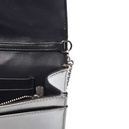 Christian Dior Metallic Patent Micro-Cannage Diorama Wallet on Chain Pouch Silver 10 of 11