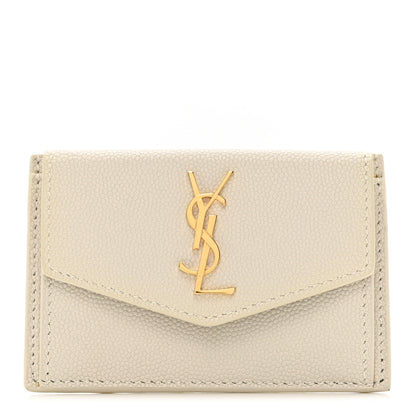 Saint Laurent Grain De Poudre Uptown Monogram Card Case Blanc Vintage 1 of 8