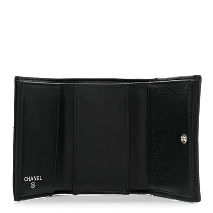 Chanel Caviar Quilted Crystal CC Small Flap Wallet Black 5 of 14