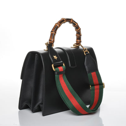 Gucci Calfskin Bamboo Web Large Dionysus Top Handle Bag Black Bright Evergreen Hibiscus Red 3 of 6